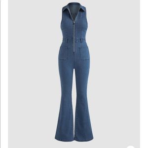 Cider Denim Flare Jumpsuit